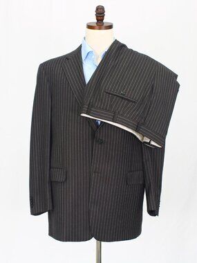 Coppley 44R 40x31 Brown Full Suit 2-Button Stripe R704